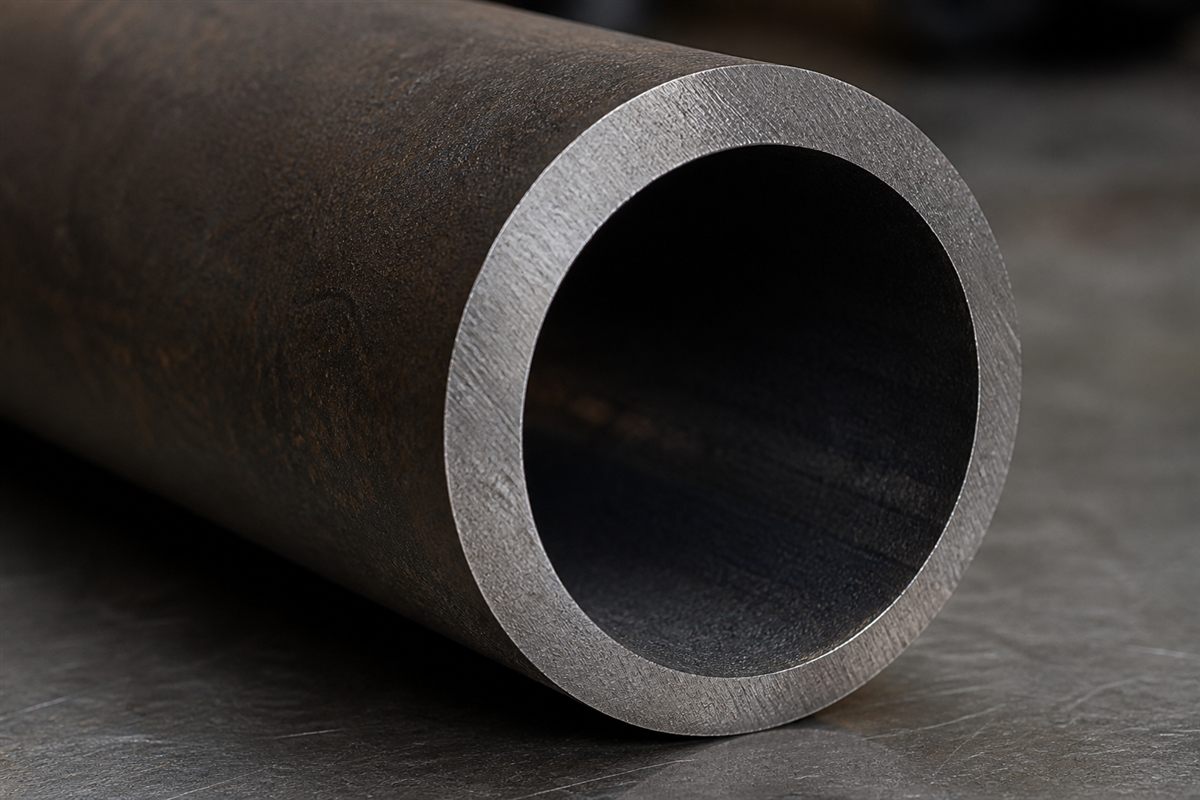 Macro cross section of seamless carbon steel pipe with beveled weld edge
